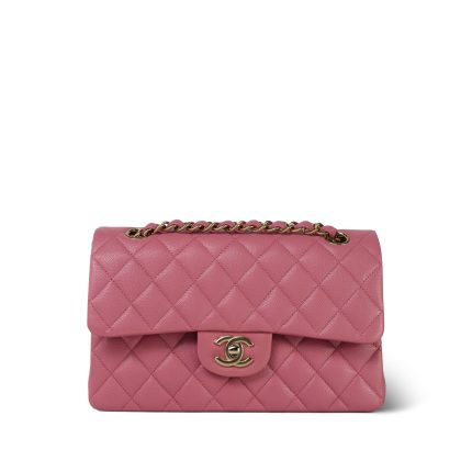22A Pink Caviar Quilted Classic Flap Small Light Gold Hardware