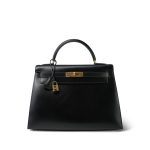 Kelly 32 Black Box Calfskin Gold Plated C Square Stamp - Image 5