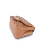 Caramel Lambskin Quilted Square Flap Mini Light Gold Hardware - Image 9