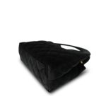 Black Velvet Quilted Nano Kelly Shopper Aged Gold Hardware - Image 8