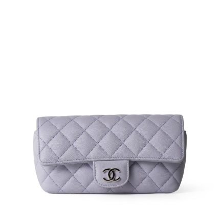 21K Lilac Caviar Quilted Classic Sunglasses Case with Chain SHW