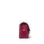 23P Pink / Dark Pink Patent Quilted Mini Rectangular Flap Light Gold Hardware - Image 4