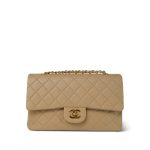 Light Beige Lambskin Quilted Classic Flap Medium GHW