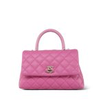 21P Pink Caviar Quilted Lizard Embossed Coco Handle Small Light Gold Hardware
