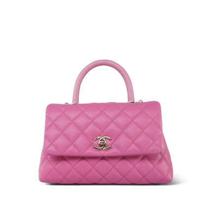 21P Pink Caviar Quilted Lizard Embossed Coco Handle Small Light Gold Hardware