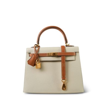 Kelly Sellier 25 Bi-Color Horseshoe (HSS) Craie/Gold Epsom Gold Plated Y Stamp