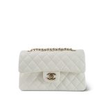 22S White Caviar Quilted Classic Flap Small LGHW