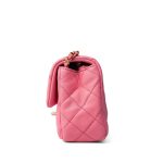 22S Pink Lambskin Quilted Mini Rectangular Pearl Crush Antique Gold Hardware - Image 2