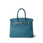 Birkin 30 Blue Jean Togo Palladium Plated L Square Stamp - Image 3