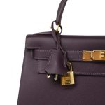 Kelly 28 Raisin Navy Epsom Gold Plated A Stamp HSS - Image 3