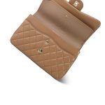Dark Beige / Caramel Lambskin Quilted Jumbo Classic Flap Light Gold Hardware - Image 12