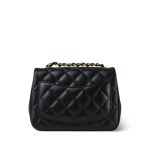 Black Lambskin Quilted Mini Square Flap LGHW - Image 3