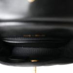 Black Calfskin Quilted Lady Handle Flap Card Holder on Chain Aged Gold Hardware - Image 14