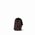 24S Multicolor Sequin Tweed Quilted Rectangular Mini Flap Light Gold Hardware - Image 5