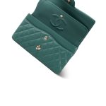 Dark Green Lambskin Quilted Classic Flap Medium Light Gold Hardware - Image 12
