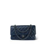 16B Navy Caviar Quilted Classic Flap Medium Ruthenium Hardware - Image 11