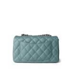 18C Pearly Light Blue Caviar Quilted Mini Rectangular Flap Aged Gold Hardware - Image 3