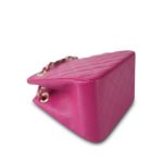 Fuchsia Caviar Quilted Mini Bucket Bag Light Gold Hardware - Image 13