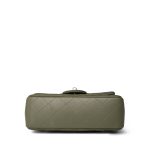 21B Dark Green Lambskin Quilted Mini Rectangular Flap Silver Hardware - Image 3