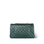 22P Iridescent Green Caviar Quilted Classic Flap Medium Light Gold Hardware - Image 4