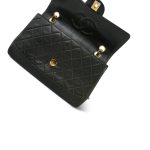 Dark Green/Khaki Lambskin Quilted Border Single Flap Gold Hardware - Image 14