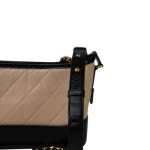 Beige Black Aged Calfskin Quilted Gabrielle Hobo Bag Mixed Hardware - Image 7