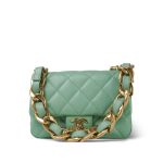 23P Light Green Lambskin Quilted Funkytown Flap Bag Antique Gold Hardware - Image 9