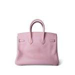 Birkin 25 Rose Sakura Swift Palladium Plated X Stamp - Image 4