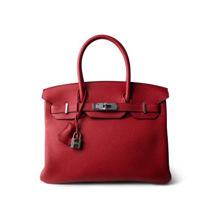 Birkin 30 Verso Rouge Casaque/Rouge H Togo Palladium Plated Y Stamp