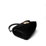 Black Velvet Strass Evening Bag Diamond Lock Flap Bag Aged GHW - Image 5