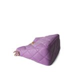 22S Purple Lambskin Quilted Pick Me Up Hobo Bag Logo Chain Aged Gold Hardware - Image 7