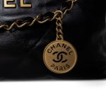 24C Black Calfskin Quilted 22 Hobo Bag Small Antique Gold Hardware - Image 6