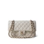 Ivory Caviar Quilted Classic Flap Medium Light Gold Hardware - Image 2