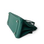 Birkin 25 Malachite Togo Palladium Plated C Stamp - Image 7