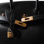 Birkin 30 Black Box Calfskin Gold Plated G Square Stamp - Image 2