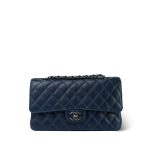 16B Navy Caviar Quilted Classic Flap Medium Ruthenium Hardware