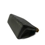 Black Lambskin Quilted Double Chain Top Handle Gold Hardware - Image 8
