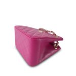 Fuchsia Caviar Quilted Mini Bucket Bag Light Gold Hardware - Image 10