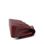 18C Dark Red Glittery Caviar Quilted Jumbo Classic Flap Aged Gold Hardware - Image 10