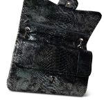 Black Silver Metallic Python Jumbo Double Flap - Image 11