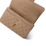 Beige Clair Caviar Quilted Small Classic Flap Gold Hardware - Image 13