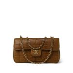 Beige Lizard Mini Rectangular Flap Aged Gold Hardware - Image 7