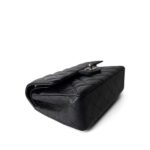 18C Charcoal Glittery Caviar Quilted Classic Flap Small - Image 12
