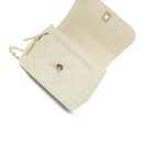 Ivory Caviar Quilted Business Affinity Flap Small Light Gold Hardware - Image 8