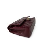 Burgundy / Wine Lambskin Quilted Classic Flap Medium GHW - Image 5