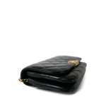 23A Black Shiny Calfskin Quilted Phone Holder W/ Chain Aged Gold Hardware - Image 7