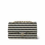 Ivory/Black Striped Coco Sailor Pearl Classic Flap GHW