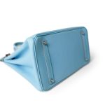 Birkin 35 Bleu Celeste Epsom Palladium Plated D Square Stamp - Image 7