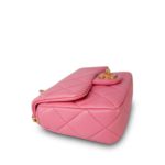 22P Pink Enamel Lambskin Quilted  Pending CC Small Square Flap Aged Gold Hardware - Image 11
