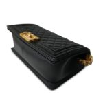 Black Lambskin Quilted Old Medium Boy Bag Aged Gold Hardware - Image 12